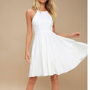 Lulus‎ Women Small Irresistible Charm White High Neck Halter Mini Dress Feminine